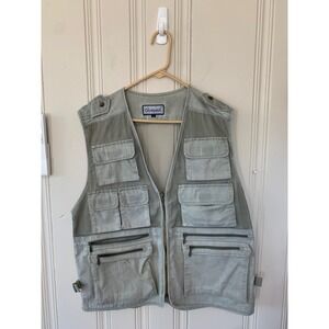OlympinA Mens Utility Fishing Vest Sage Green Mesh Multi Pocket Safari Size M
